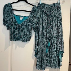 Band of Gypsies skirt with crop top.Top,medium,skirt large